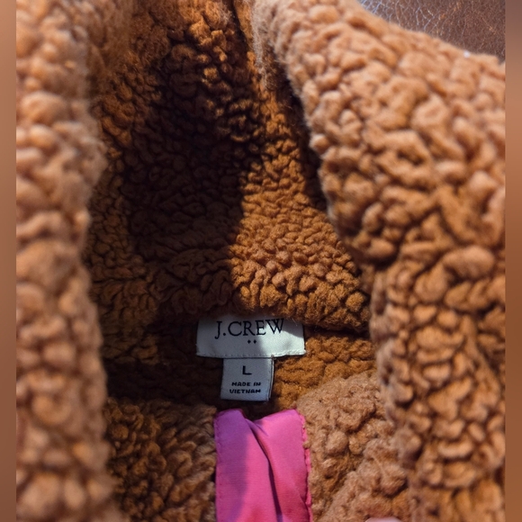 J.Crew Brown Fleece Pullover with Pink Accents Large - Picture 4 of 8